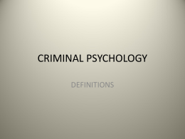 CRIMINAL PSYCHOLOGY - Rajasthan Prisons, Department …