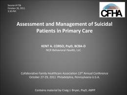 Why Manage Suicide in Primary Care?