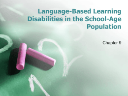 Language-Based Learning Disabilities in the School