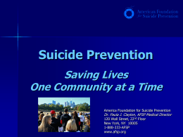 Suicide Prevention: Saving Lives One Community at a Time
