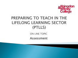 PREPARING TO TEACH IN THE LIFELONG LEARNING …