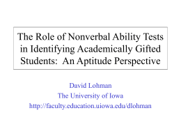 The Role of Nonverbal Ability Tests in Identifying