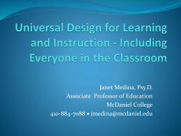 Universal Design for Learning and Instruction