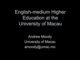 English-medium Higher Education at the University of Macau