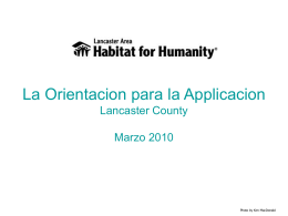 La Orientacion para la Applicacion Lancaster County