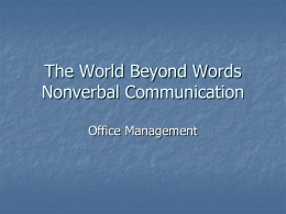 The World Beyond Words Nonverbal Communication