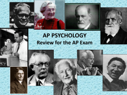 AP PSYCHOLOGY Review for the AP Exam Chapter 5-