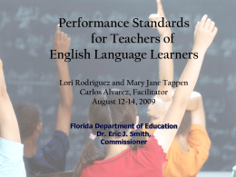 Performance Standards for Teachers of English Language
