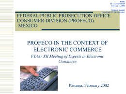 FTAA.ecom/inf/119 February 13, 2002 / PROFECO in the