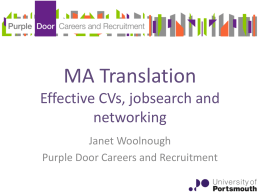 MA TranslationEffective CVs, jobsearch and networking