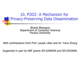 Privacy and Trust - data dissemination