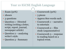 Year 10 IGCSE English Language