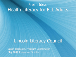 Health Literacy Training for Adult English Language Learners