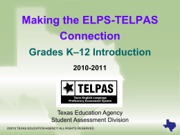 Texas English Language Proficiency Assessment System …