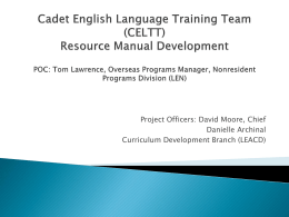 Cadet English Language Training Team (CELTT) Materials