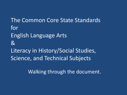 The Common Core State Standards for English Language …