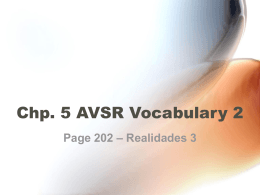 Chp. 5 AVSR Vocabulary 2