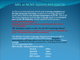 MFL at NCBIS Options KS4:(I)GCSE