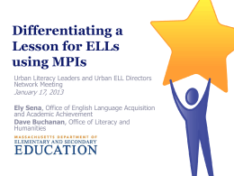 Differentiating a Lesson for ELLs using MPIs
