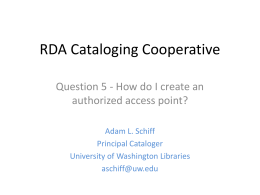 RDA Cataloging Cooperative