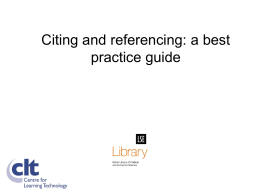 Citing and referencing : the best practice guide