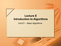 Lecture E Introduction to Algorithms