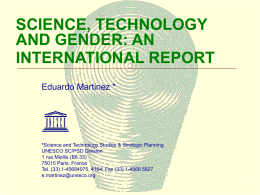 Science, Technology and Gender: an International Report