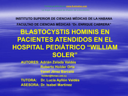 Blastocystis Hominis en pacientes atendidos en el Hospital