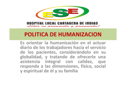 POLITICA DE HUMANIZACION - ESE CARTAGENA DE INDIAS