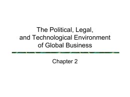The Political, Legal, and Technological Environment of