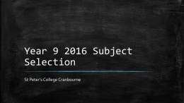 Year 9 2016 Subject Selection