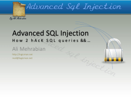 Advanced SQL Injection - University of Isfahan