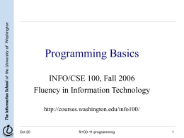 Programming Basics - University of Washington