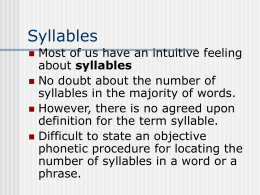 Syllables - California State University, Bakersfield