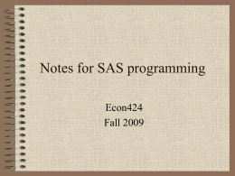 Notes for SAS programming - University of Maryland