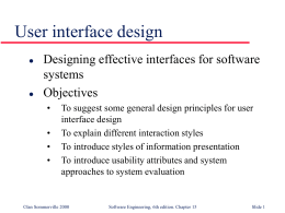 User interface design - Center for Systems and Software