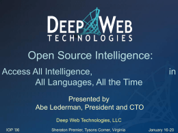 Deep Web Technologies - OSS.Net, Inc. Home Page