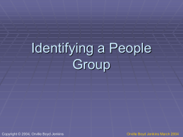 Identifying and Describing a People Group