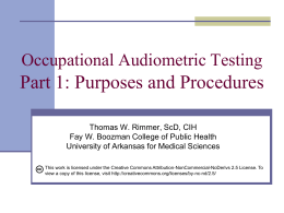 Occupational Audiometric Testing 1: Overview