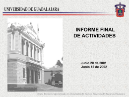 Informe Recursos Humanos - Universidad de Guadalajara