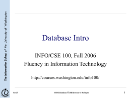 Database Intro - University of Washington