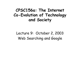 CPSC156a: The Internet Co-Evolution of Technology and …