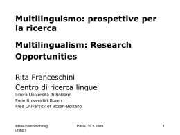 Multilinguismo: prospettive per la ricerca