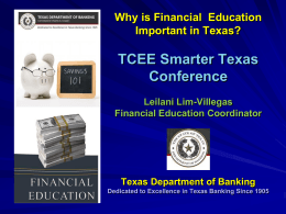 Texas Department of Banking Financial Education