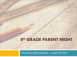 8th GRADE PARENT NIGHT - Warren Consolidated Schools