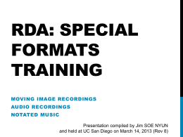 RDA: Special Formats training