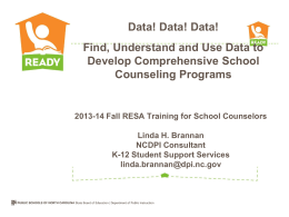 2013-14 Fall RESA Training for School Counselors Linda H