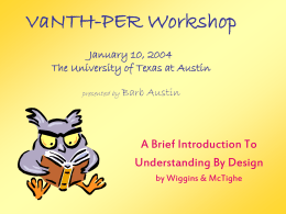 VaNTH-PER Workshop April 12, 2003 The University of …