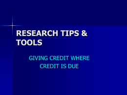 RESEARCH TIPS & TOOLS - Tucson Unified School District