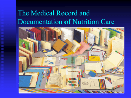 Documentation of Nutrition Care